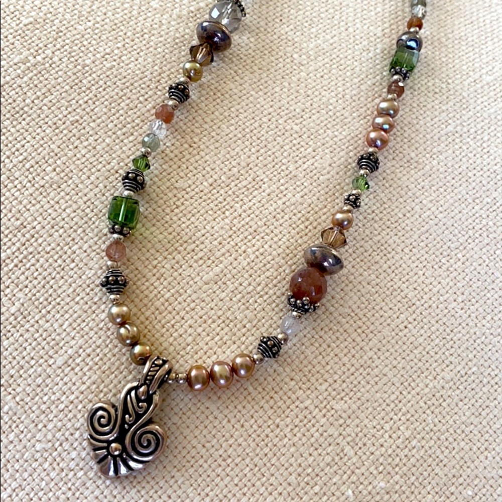 Sterling Silver & Crystal Beaded Necklace